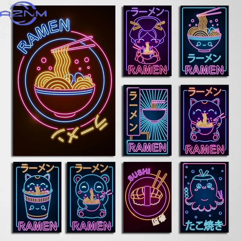 Japanese Lifestyle And Culture - AZNM Japanse Wave Ramen Sushi Cat